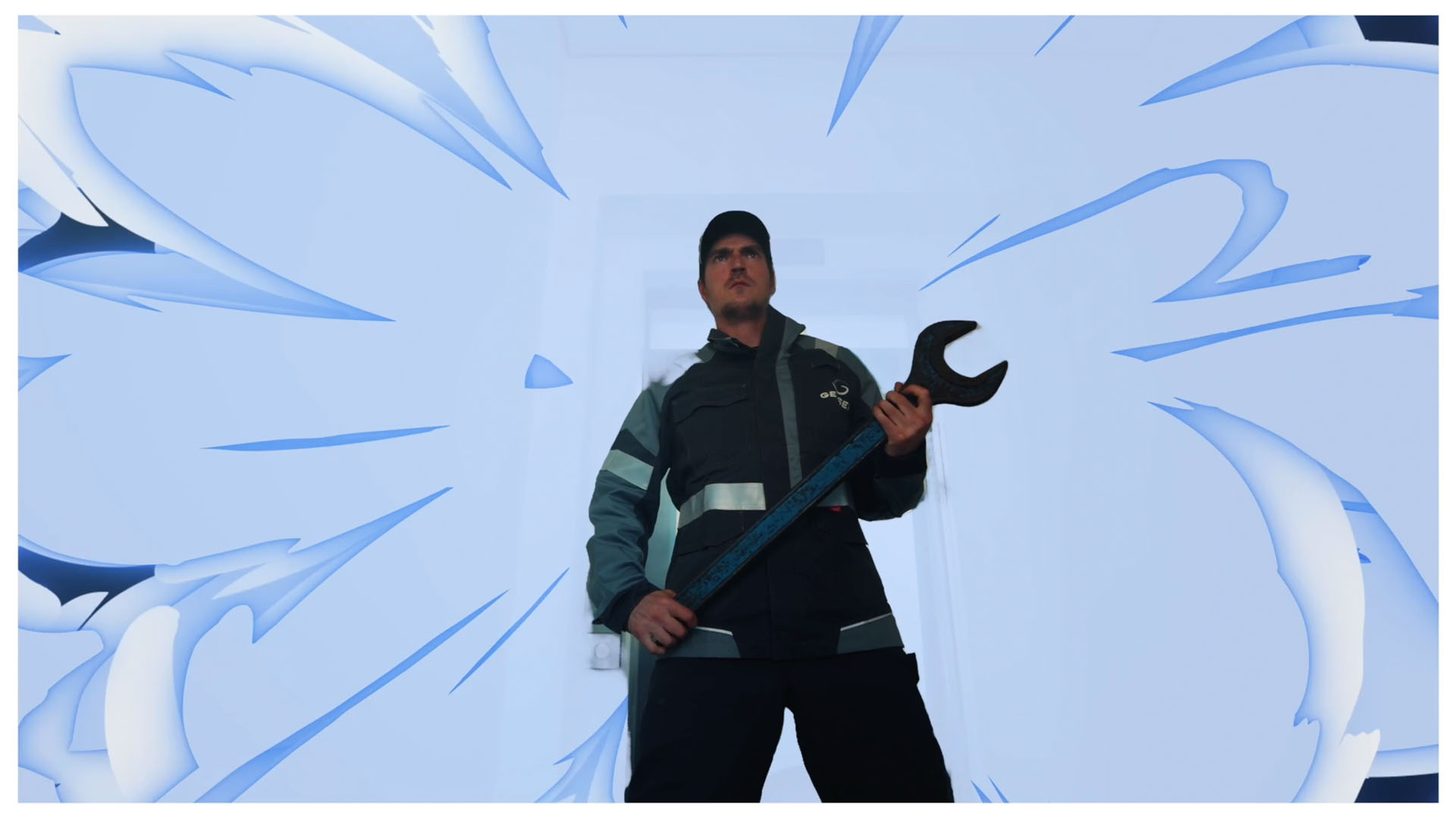 employer-branding-video-geysen-stuntman Professionele stuntman in actie tijdens de opnames van de employer branding video voor Geysen NV